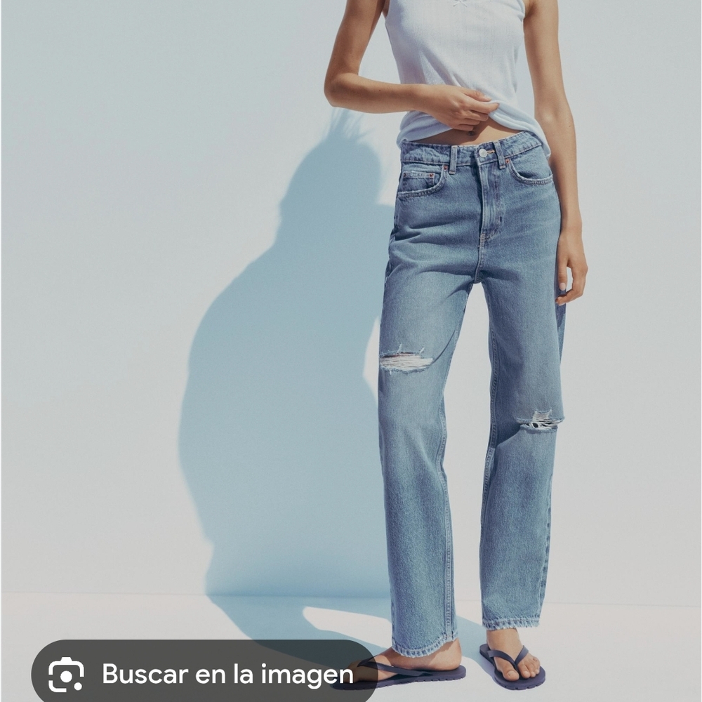 Zara Denim Blue Straight Leg Jeans